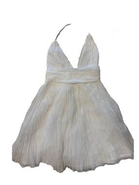 Luxxel White Shimmer Pleated Halter Dress